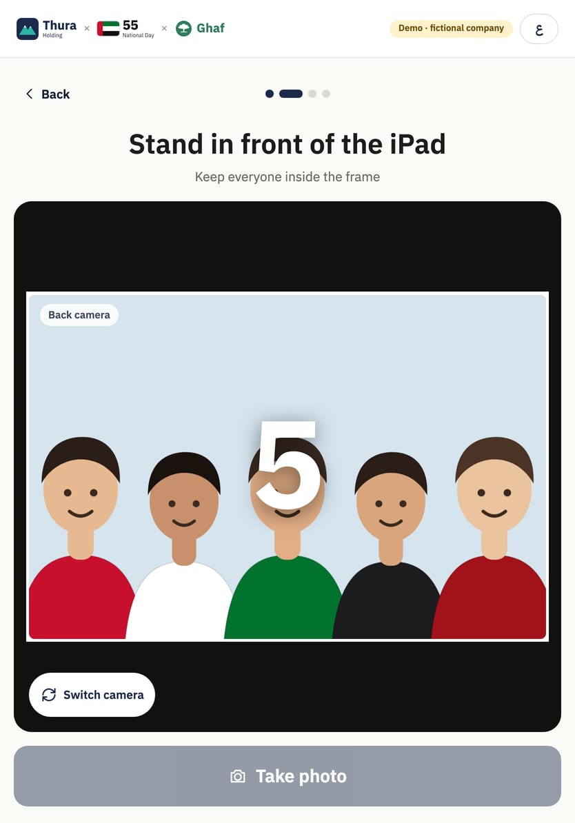 The camera screen on the iPad